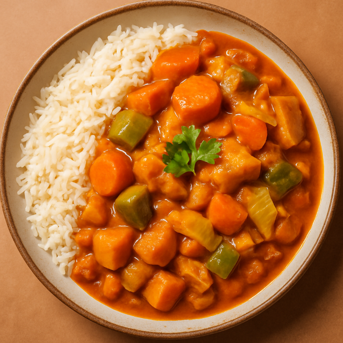 Cocotte de légumes façon mafé et riz basmati - Lundi